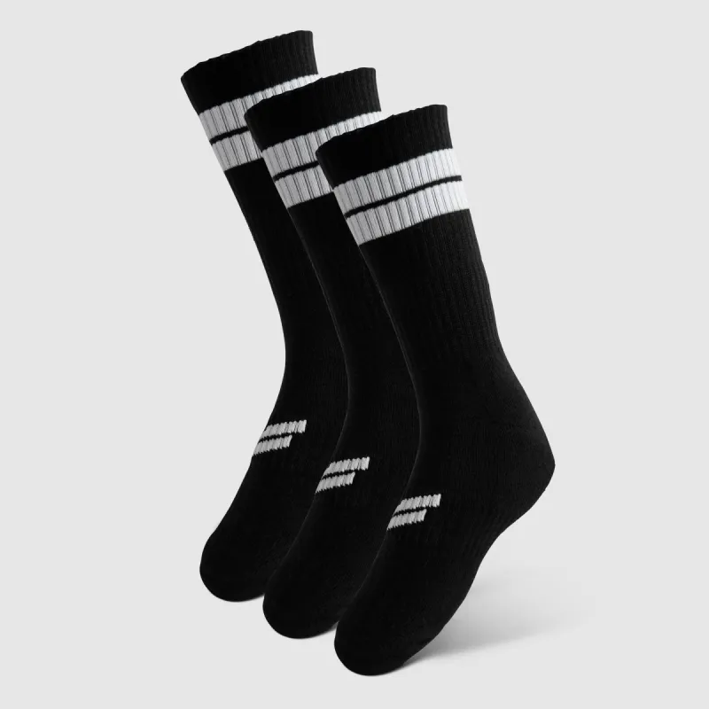 Dual Stripe Crew Socks 3pk - Black sold by DOYOUEVEN