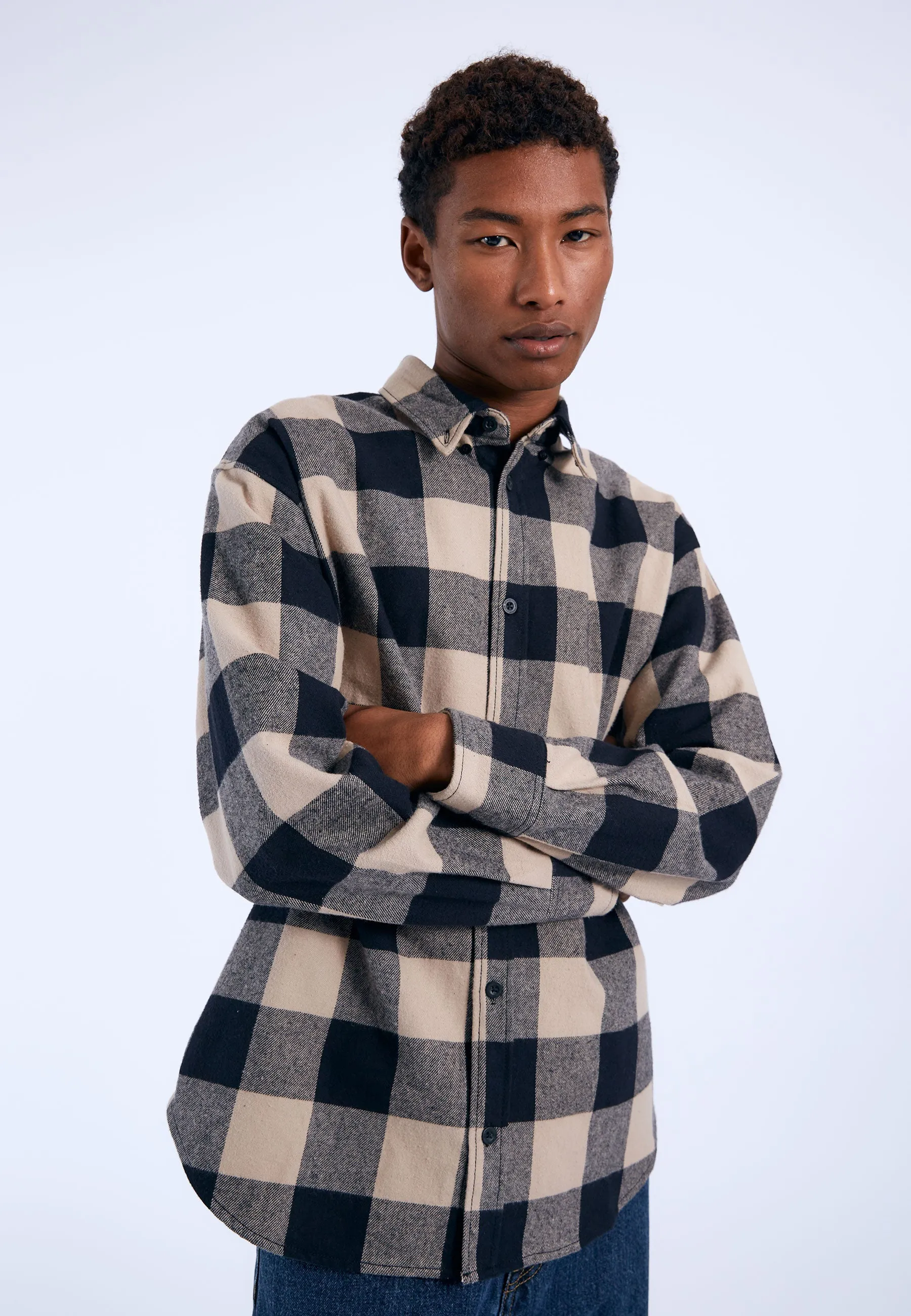 Ray Shirt - Pale Taupe Check sold by Dr. Denim product image thumbnail 2