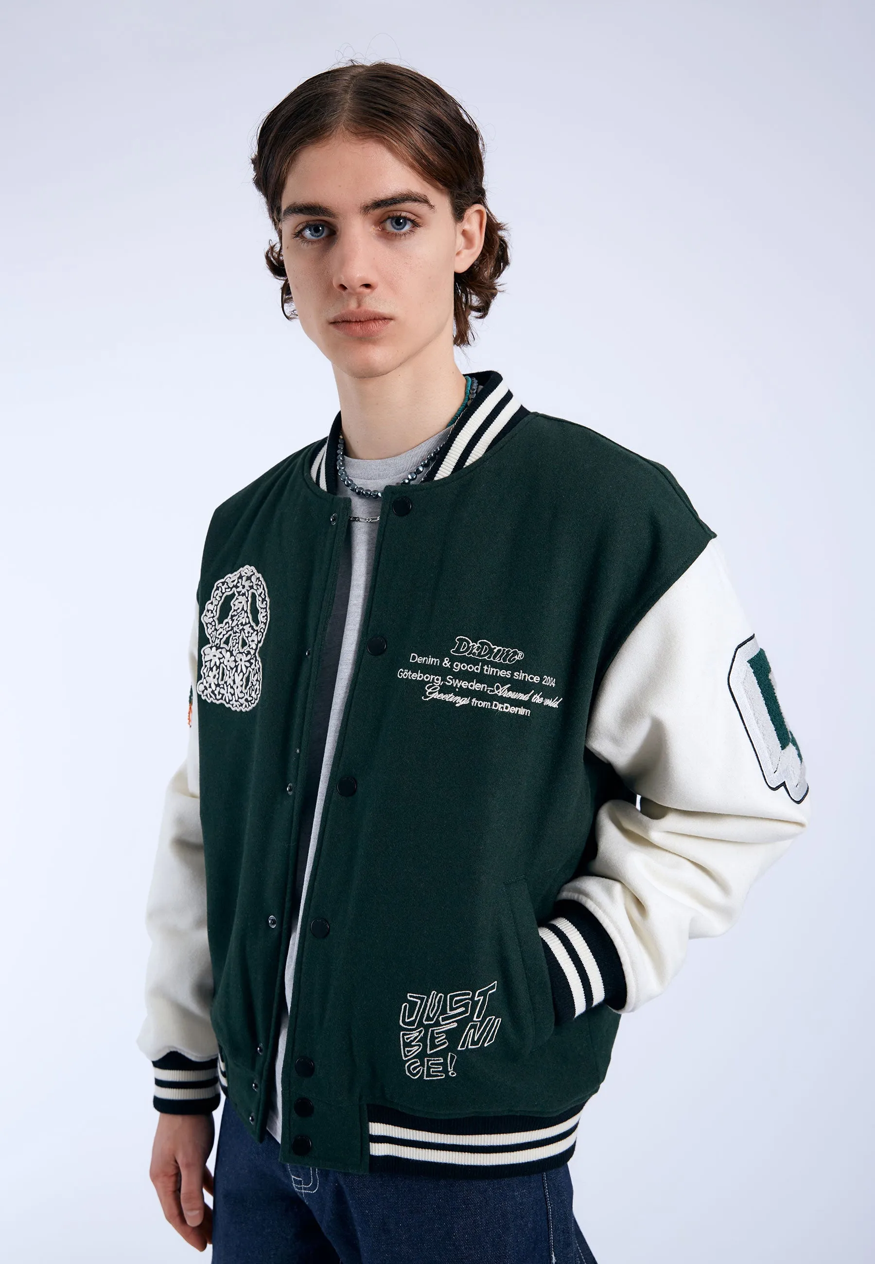 Annivarsity Jacket - Green Patched sold by Dr. Denim