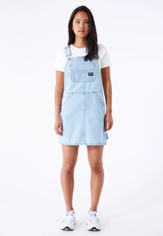 Connie Dungaree Dress - Pebble Superlight Retro sold by Dr. Denim