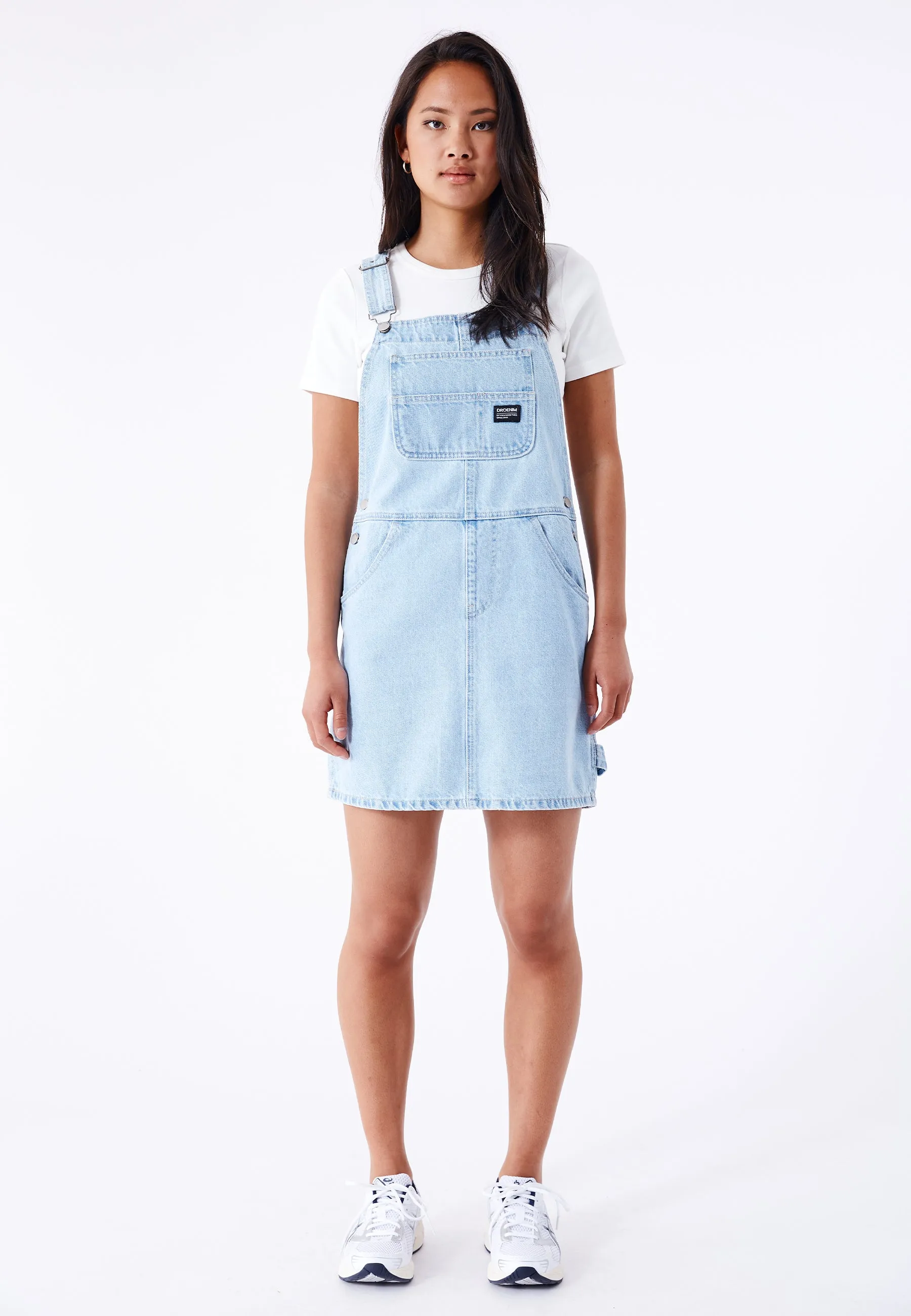 Connie Dungaree Dress - Pebble Superlight Retro sold by Dr. Denim
