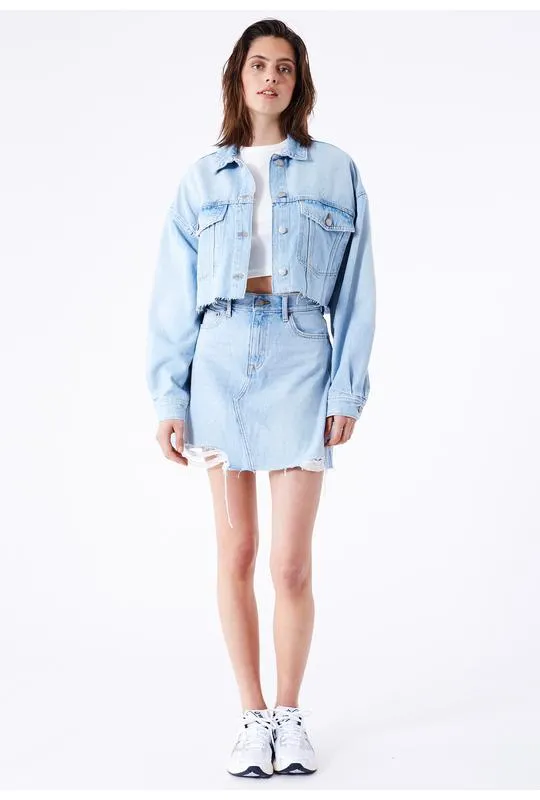 Echo Skirt - Stream Light Trashed Hem sold by Dr. Denim product image thumbnail 5