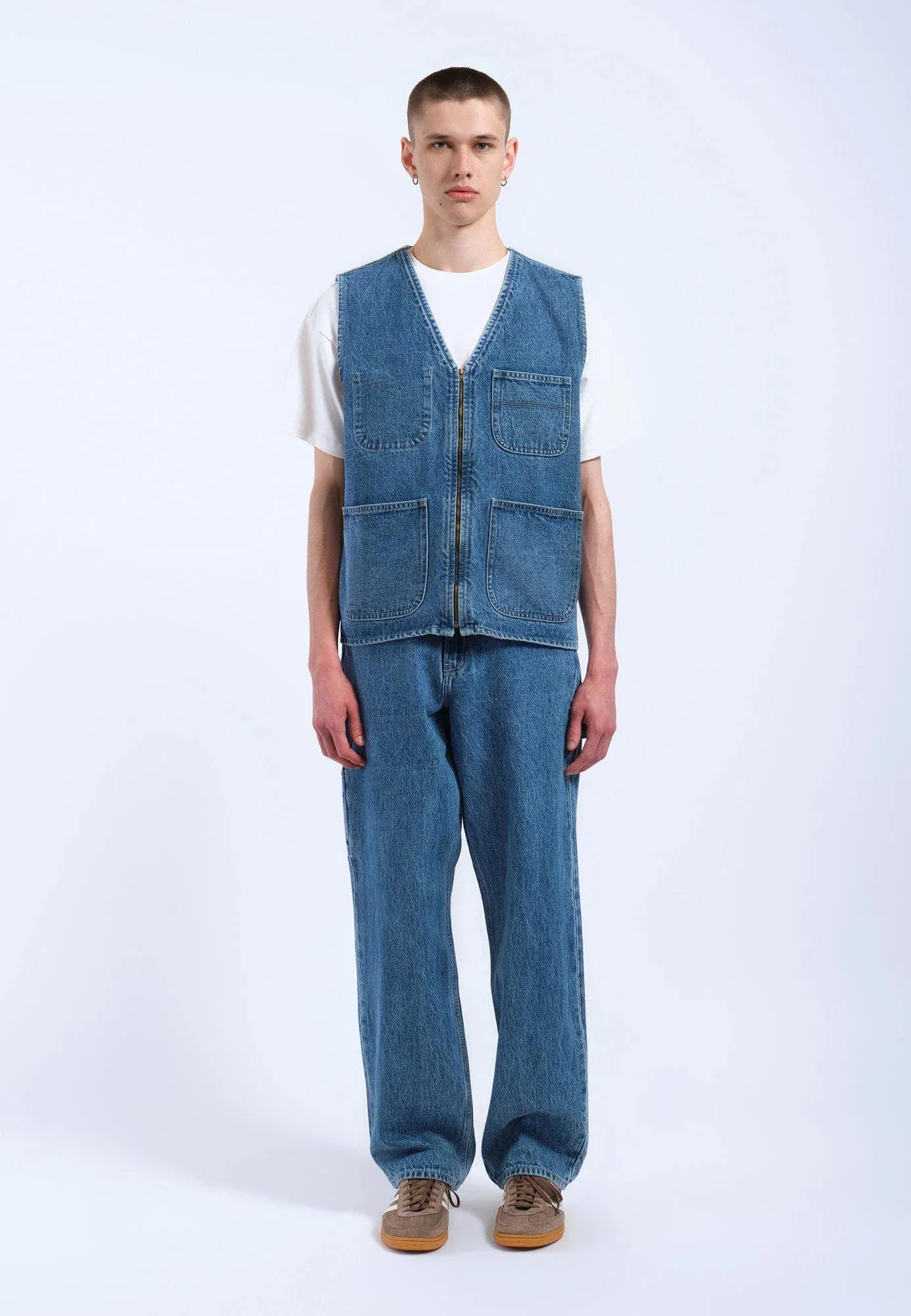 Denver Worker Vest - Stream Sky Retro Contrast sold by Dr. Denim product image thumbnail 3