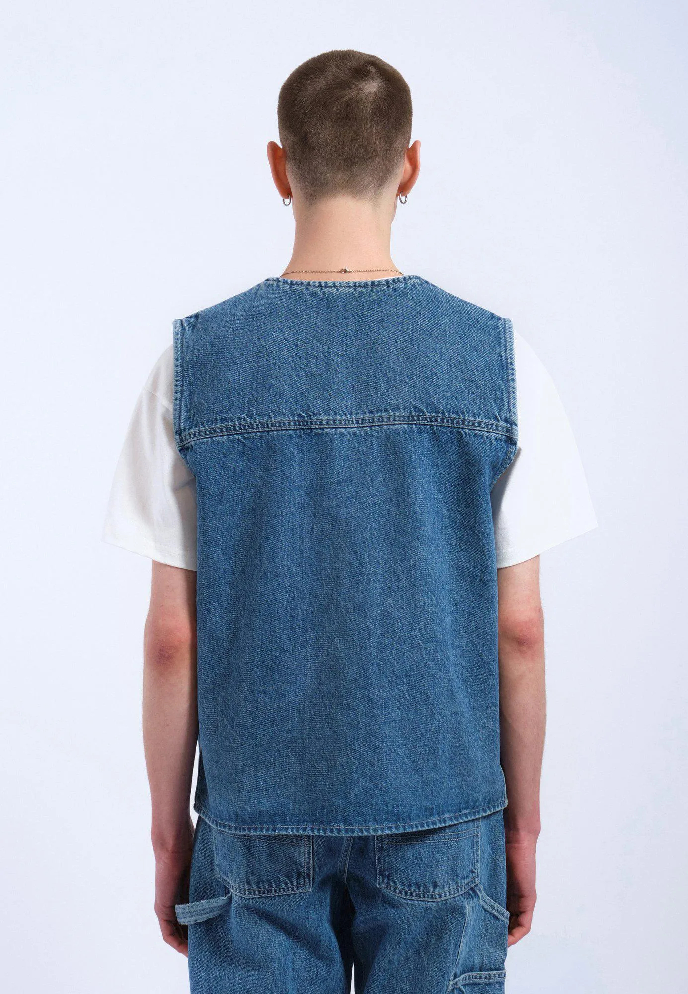 Denver Worker Vest - Stream Sky Retro Contrast sold by Dr. Denim product image thumbnail 5