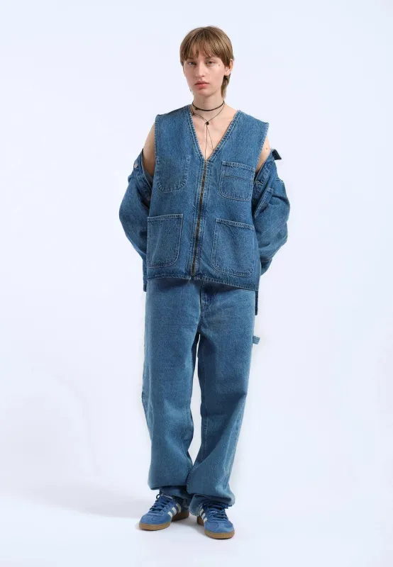 Denver Worker Vest - Stream Sky Retro Contrast sold by Dr. Denim