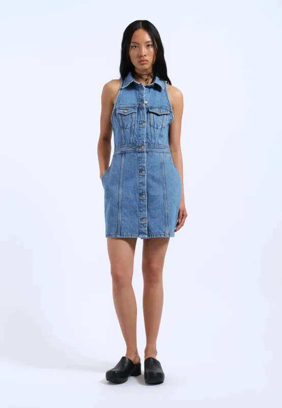 Kinsley Dress - Stream Sky Retro sold by Dr. Denim