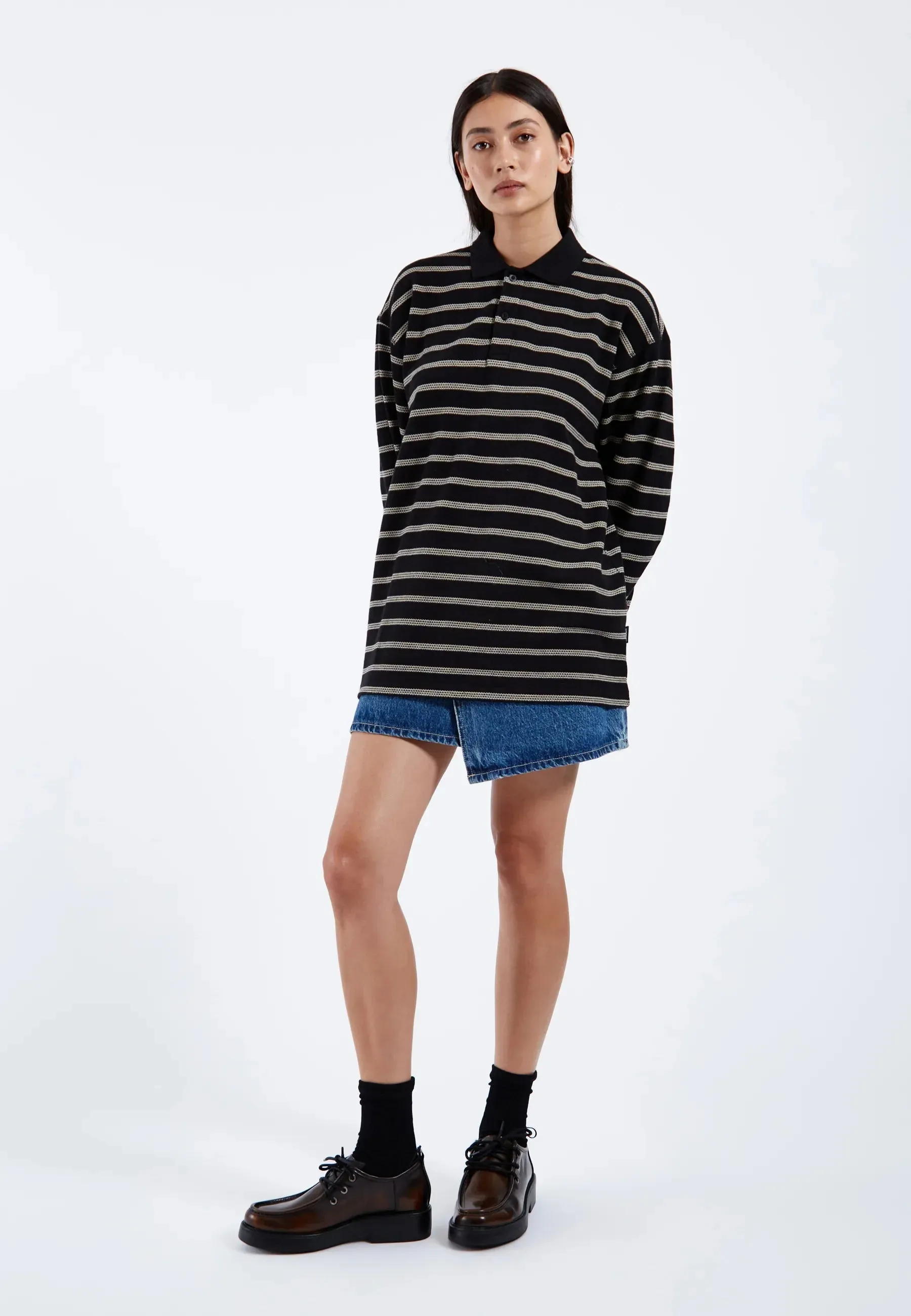 Reno Polo - Black Silver Lining Stripe sold by Dr. Denim