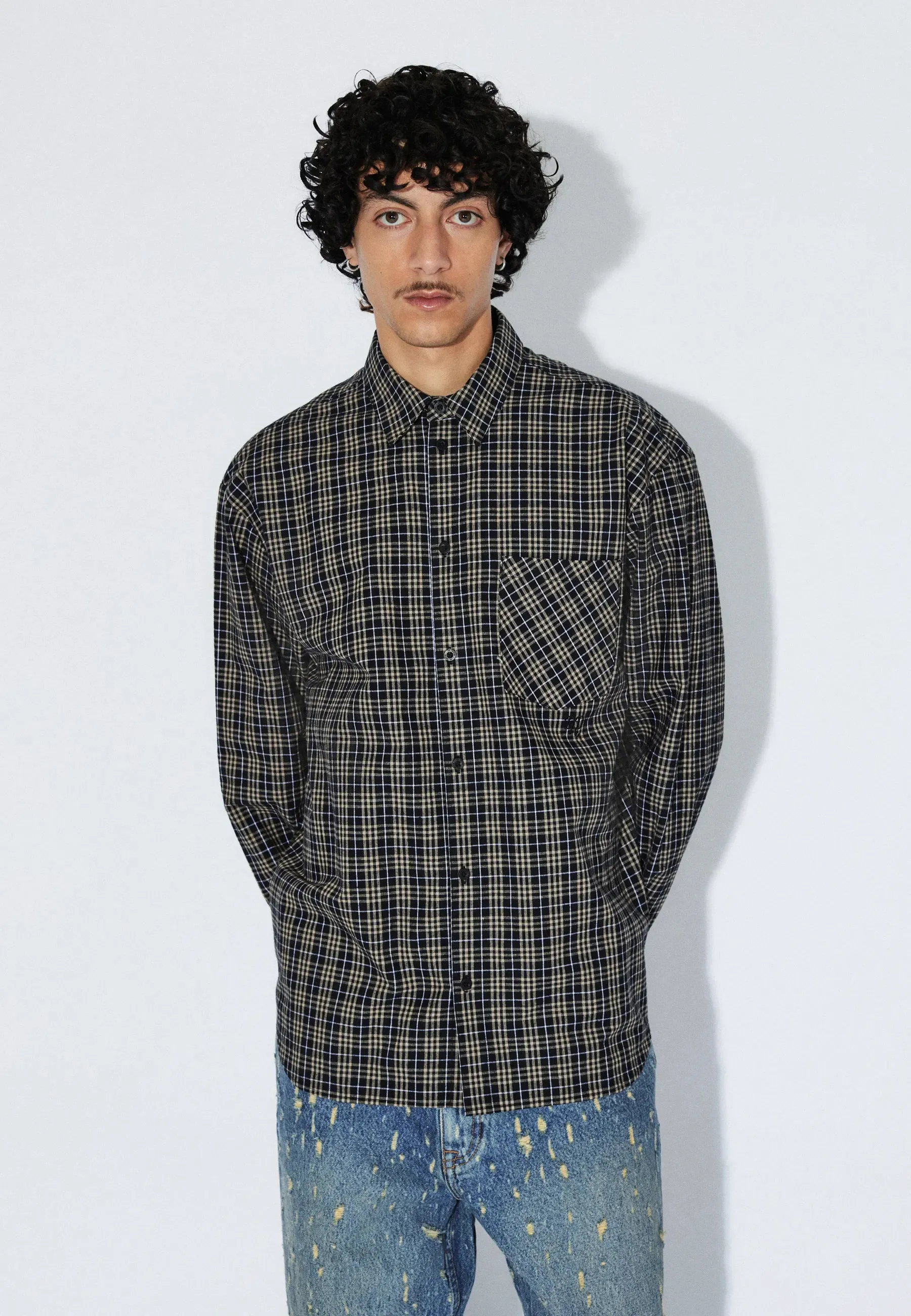 Wes Shirt - Black Summer Check sold by Dr. Denim product image thumbnail 4