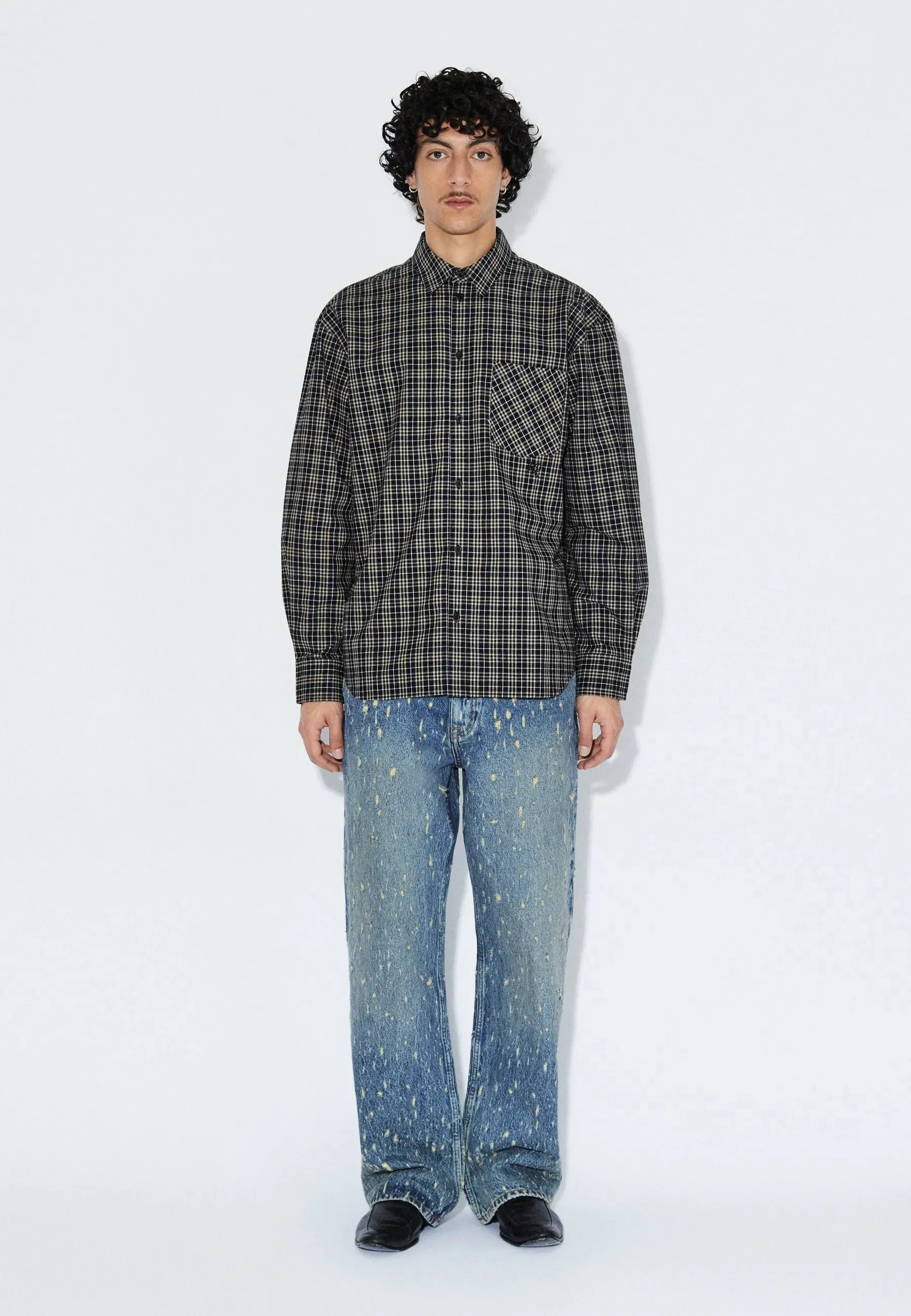 Wes Shirt - Black Summer Check sold by Dr. Denim