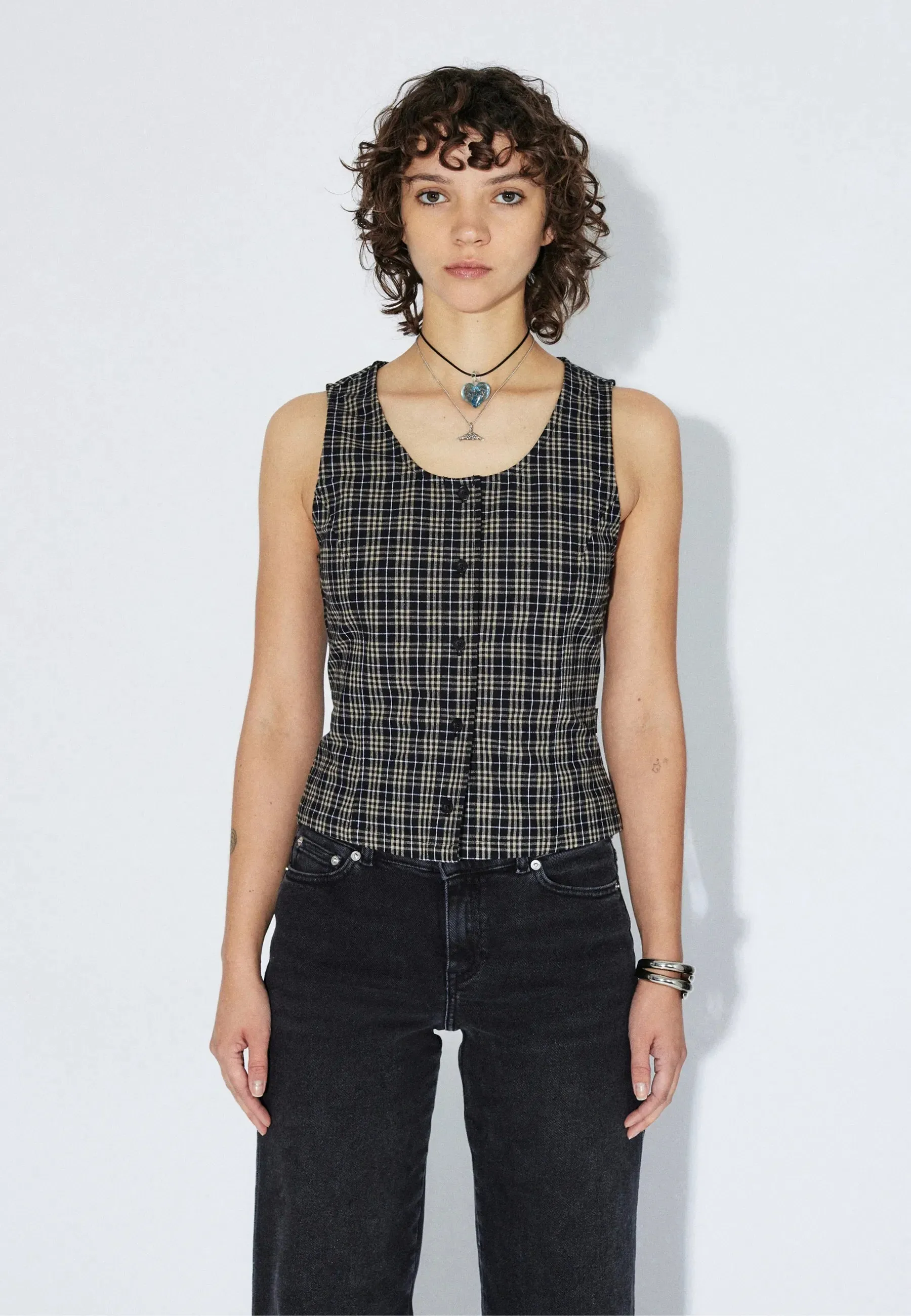Zola Top - Black Summer Check sold by Dr. Denim product image thumbnail 4