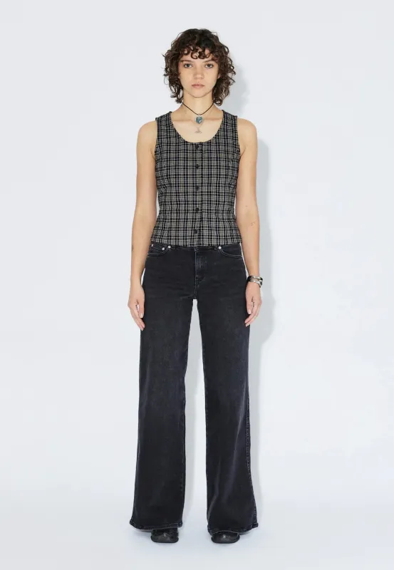 Zola Top - Black Summer Check made by Dr. Denim