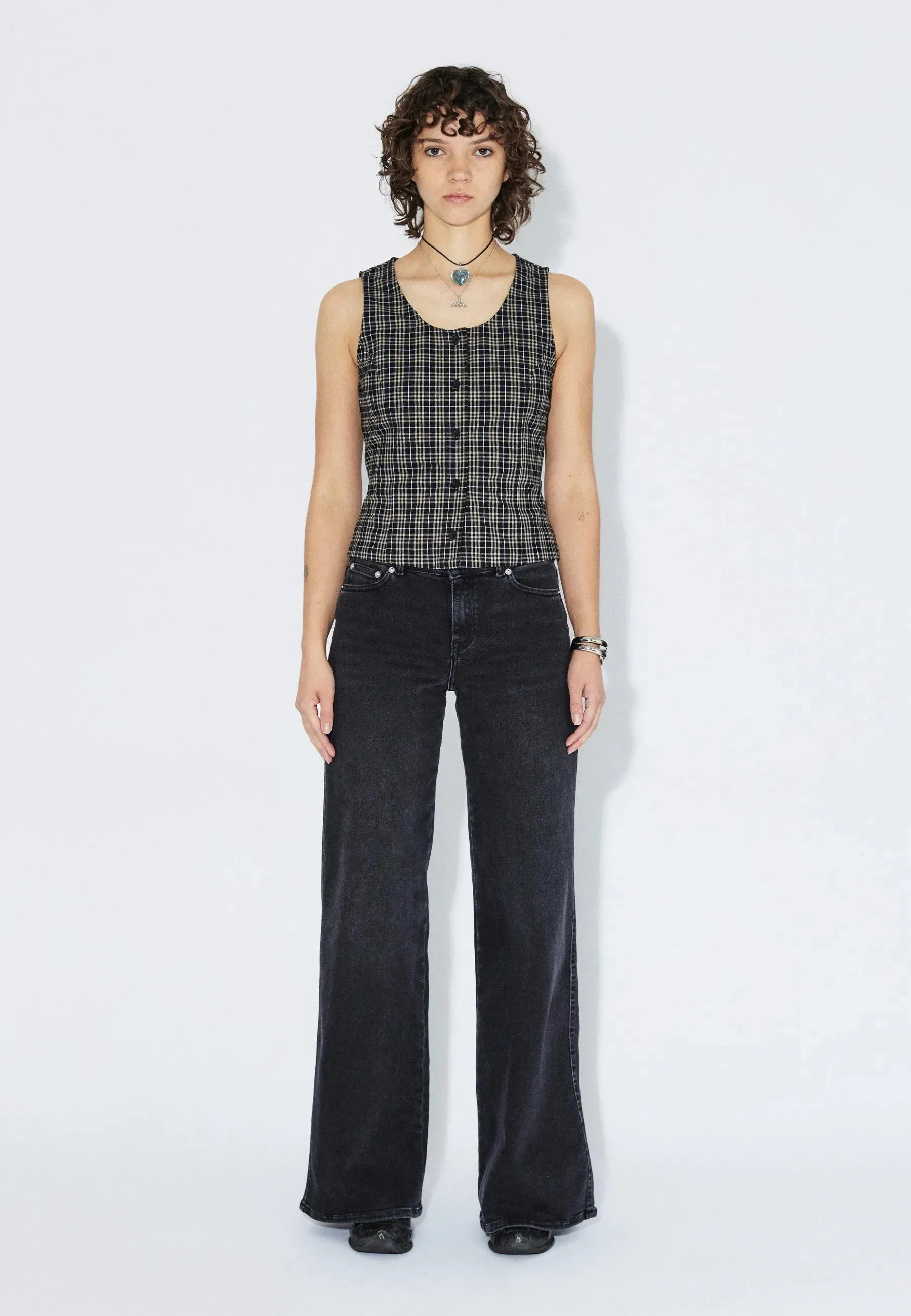 Zola Top - Black Summer Check sold by Dr. Denim