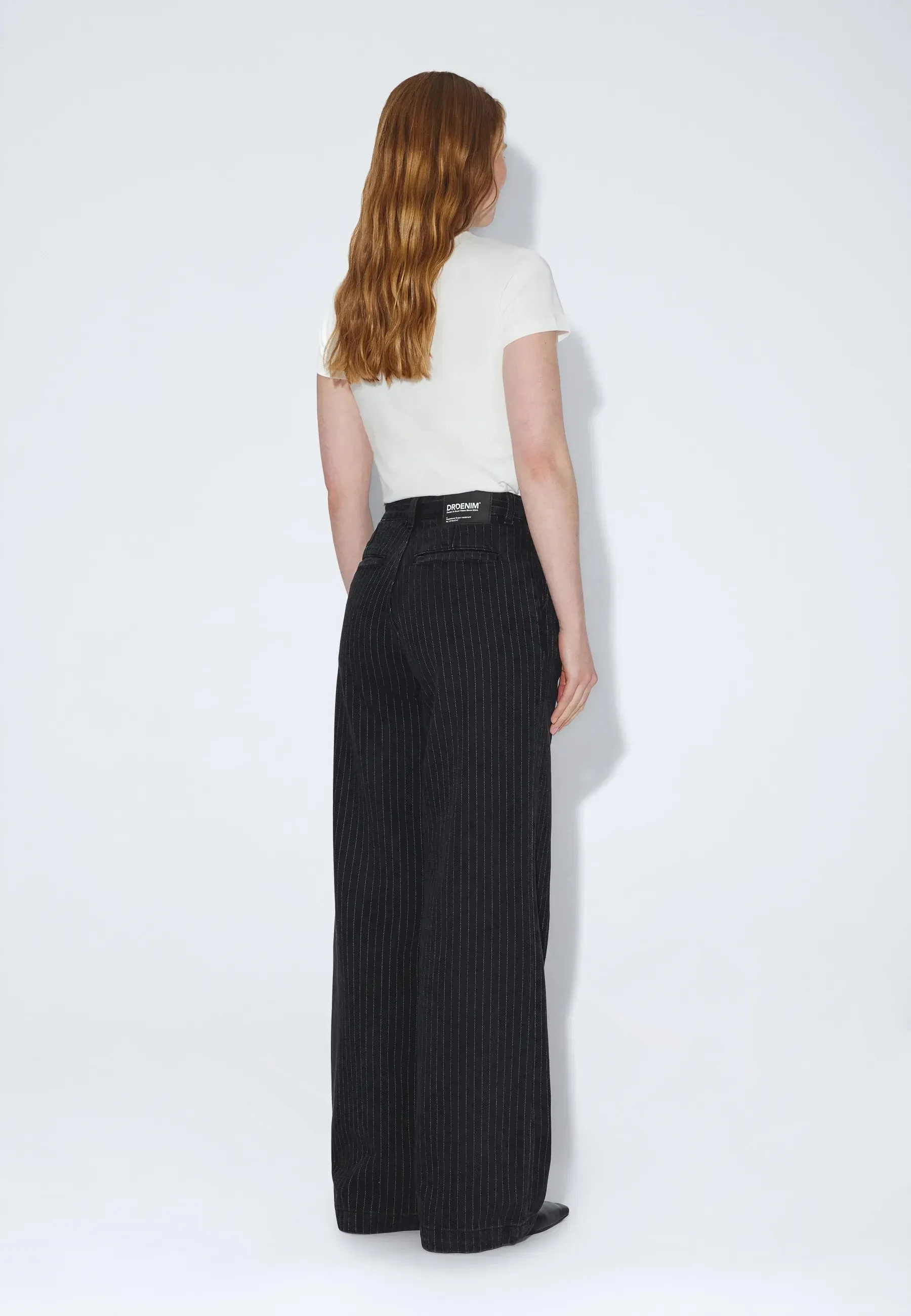 Rhue High Wide Pleated - Washed Black Pinstripe sold by Dr. Denim product image thumbnail 4