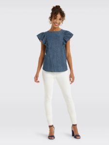 Chambray Flutter Sleeve Top sold by Draper James