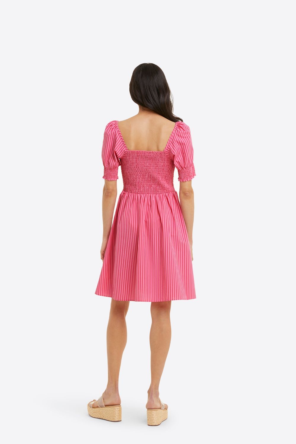 Cam Smocked Dress in Pink Stripe sold by Draper James product image thumbnail 3