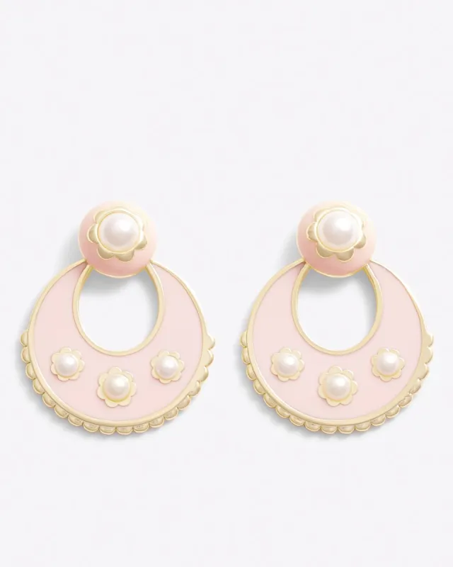 Enamel and Pearl Doorknocker Earrings sold by Draper James