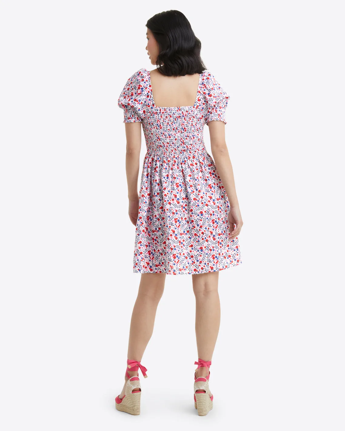 Cam Smocked Dress in Berry Print sold by Draper James product image thumbnail 5