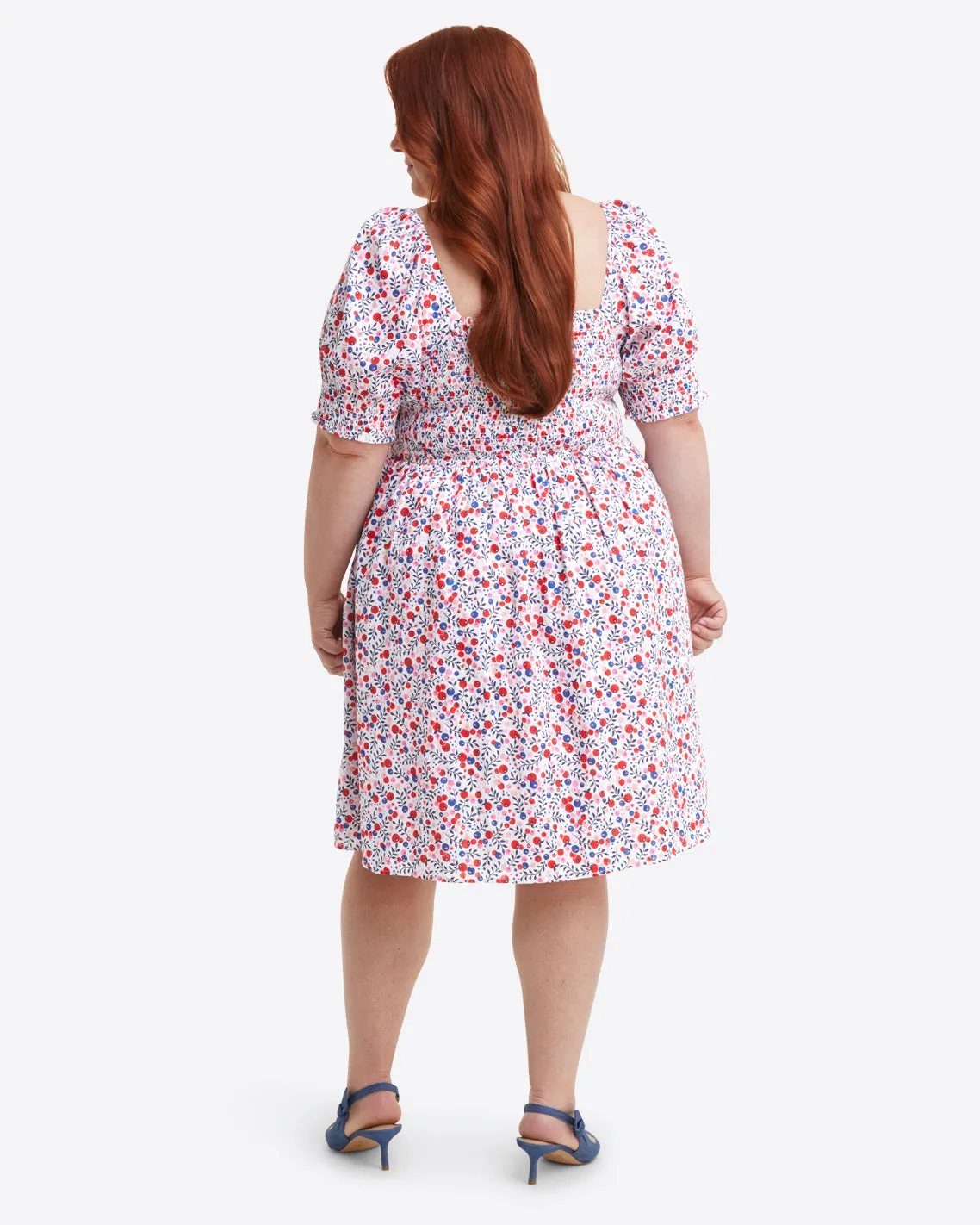 Cam Smocked Dress in Berry Print sold by Draper James product image thumbnail 3