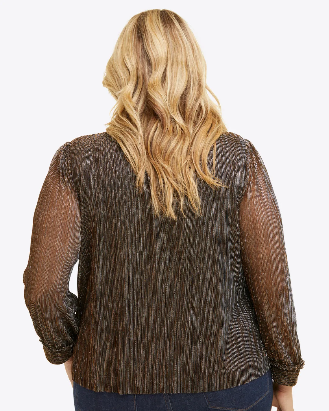 Tie Neck Top in Lurex Pliss sold by Draper James product image thumbnail 3