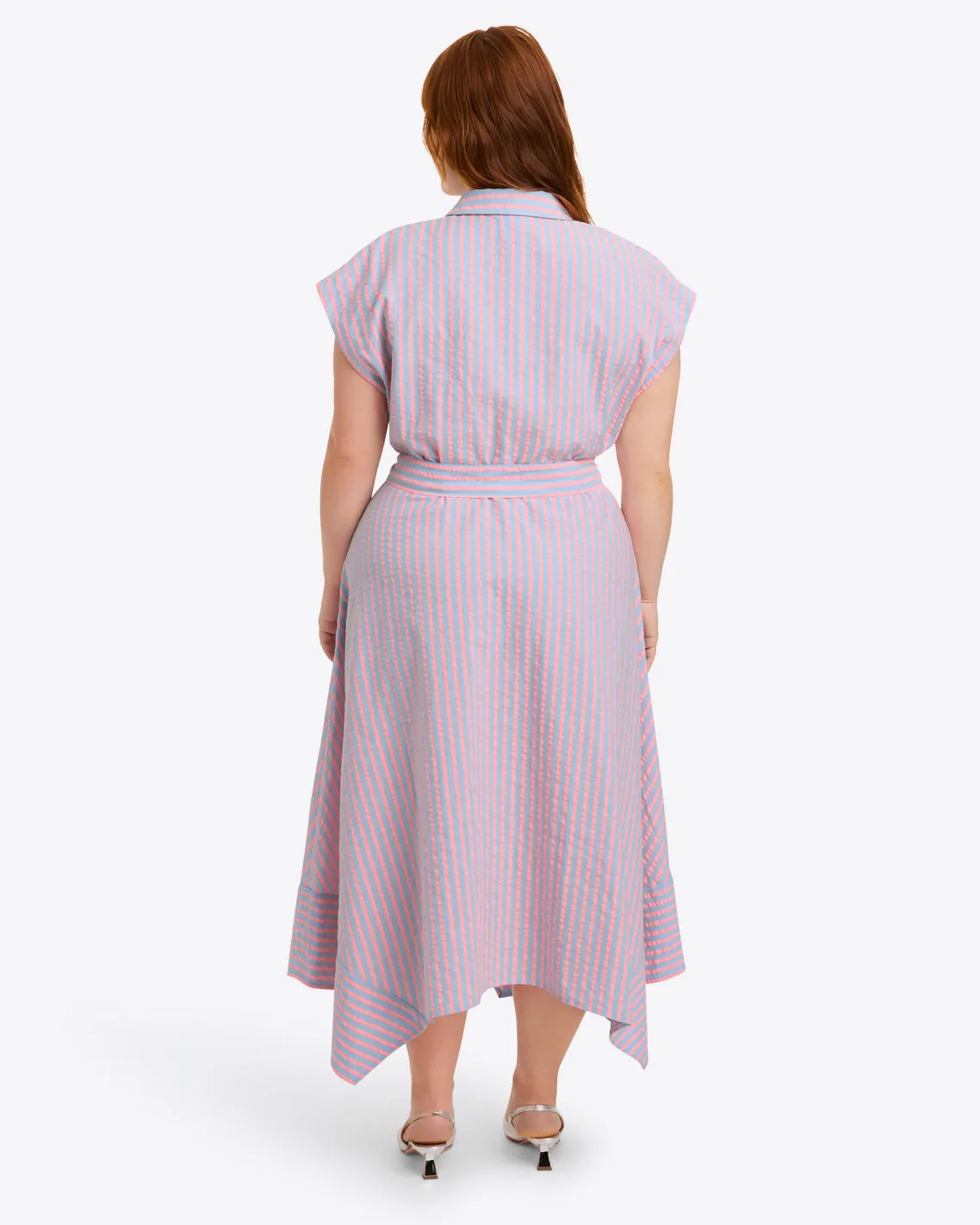 Trisha Handkerchief Dress in Seersucker Stripe sold by Draper James product image thumbnail 4