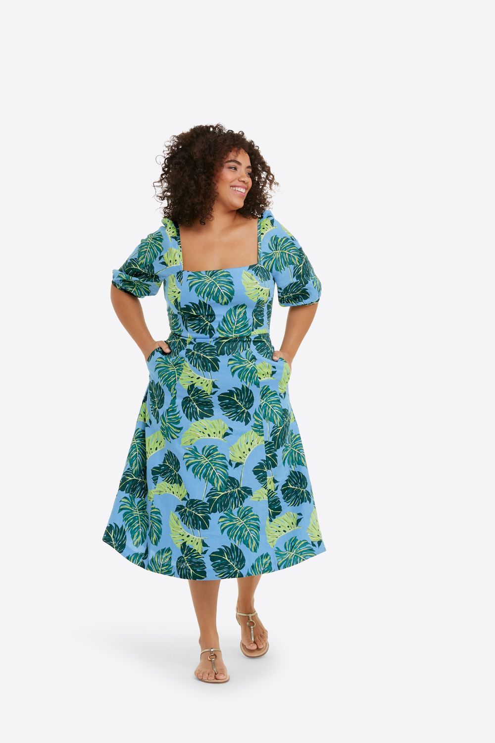 June Dress in Monstera Floral sold by Draper James