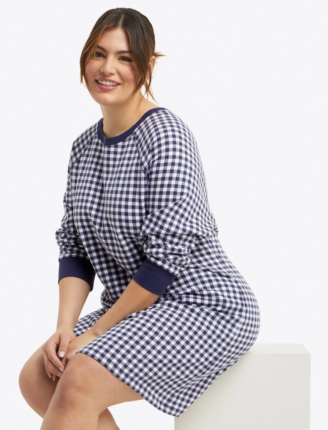 Natalie Sweatshirt Dress in Gingham sold by Draper James