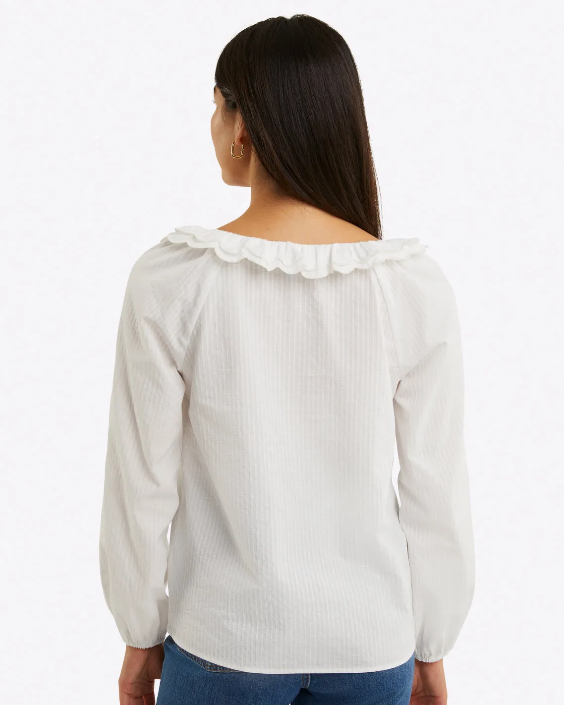 Reyna Long-Sleeve Top in Textured Shirting Stripe sold by Draper James product image thumbnail 3