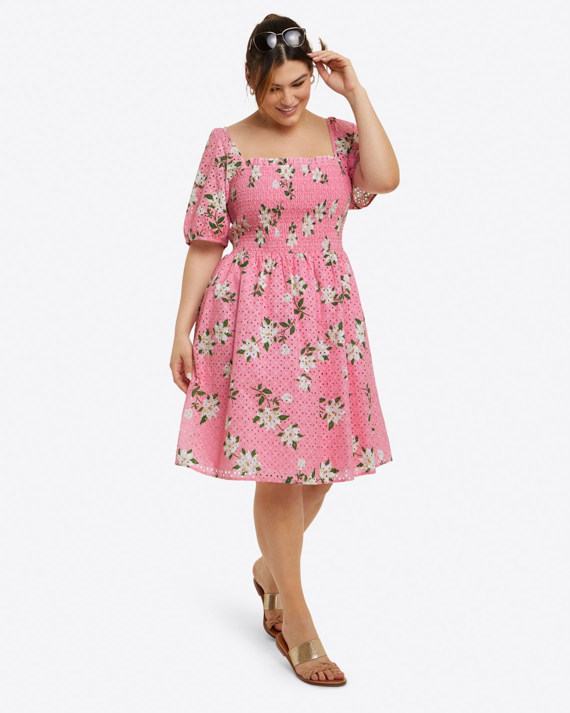 Puff Sleeve Babydoll Dress in Magnolia sold by Draper James