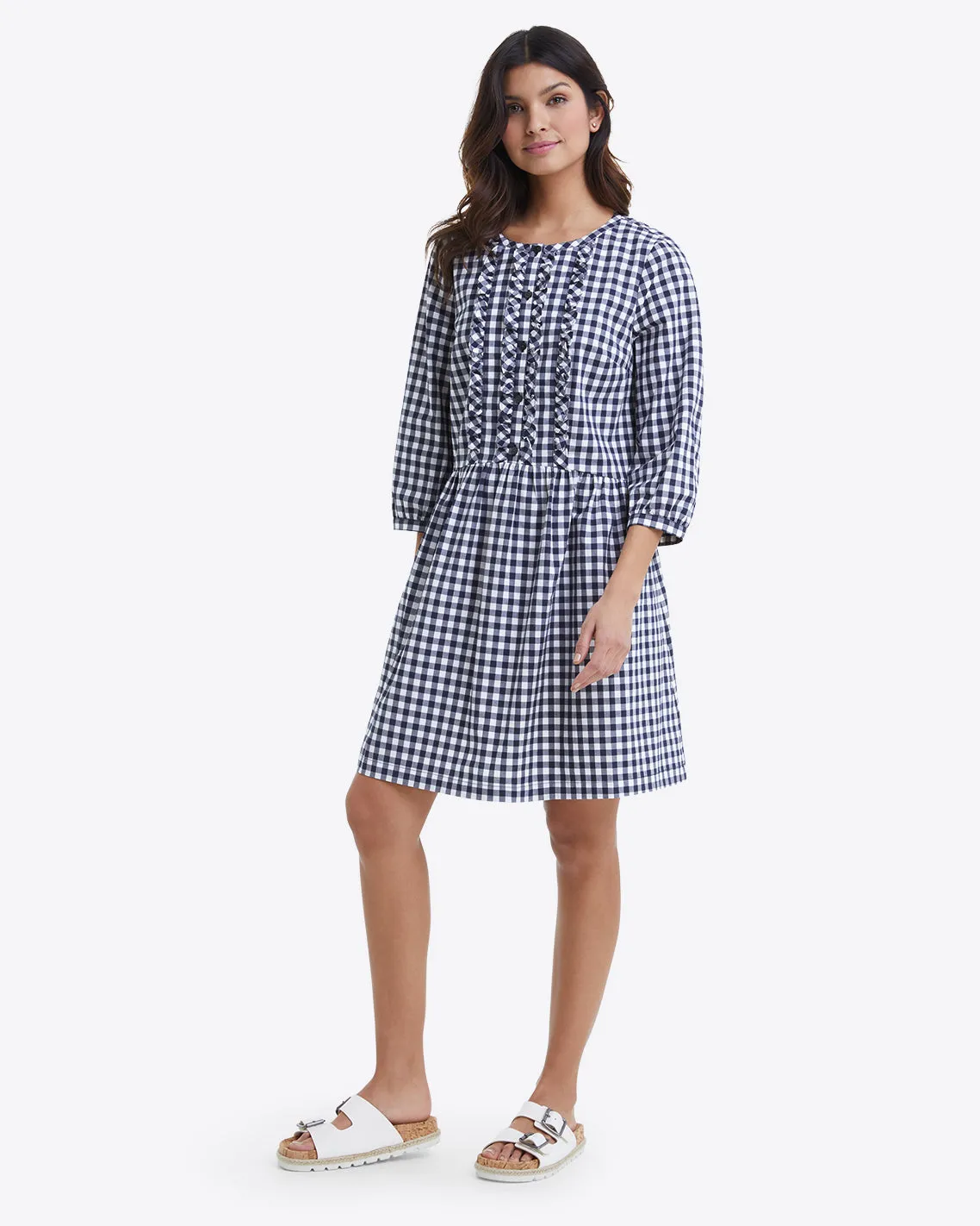 Wanda Dress in Navy Gingham sold by Draper James product image thumbnail 5