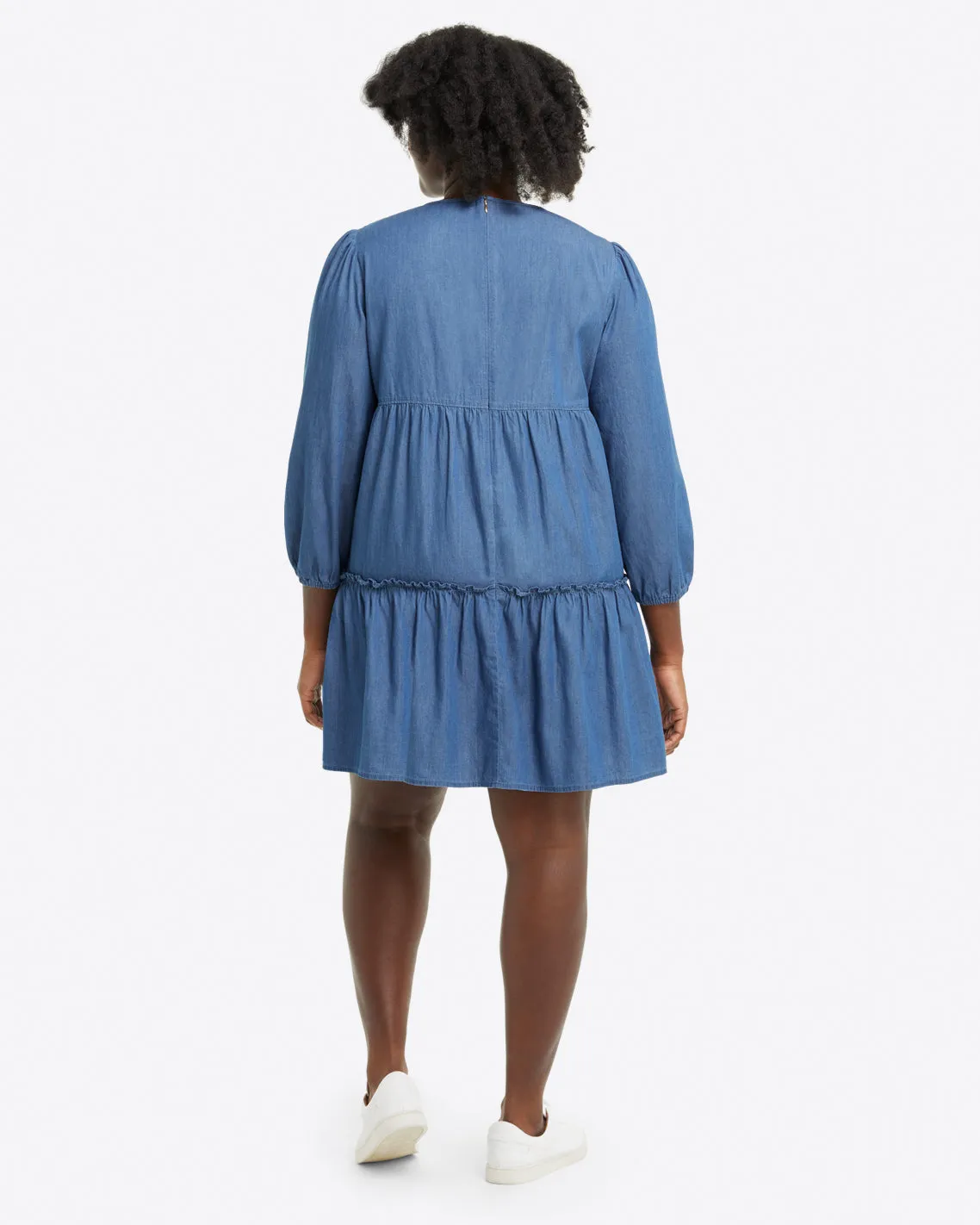 Tiered Trapeze Dress in Chambray sold by Draper James product image thumbnail 2