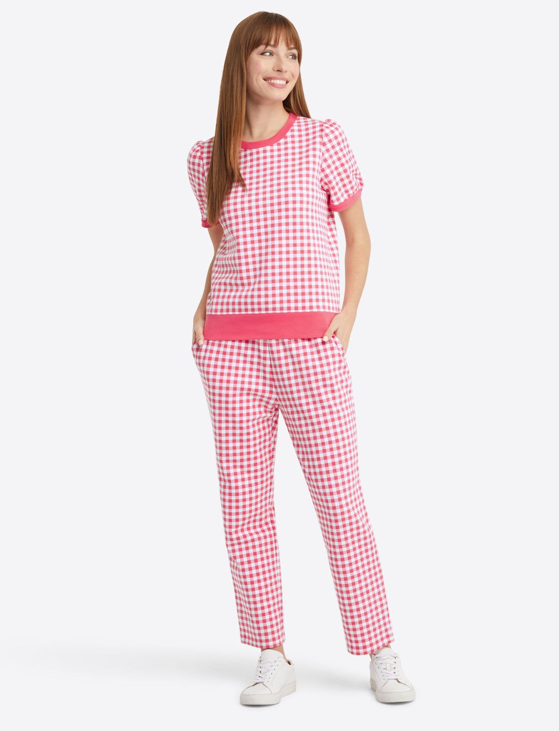 Natalie Short Sleeve Sweatshirt in Gingham sold by Draper James product image thumbnail 3