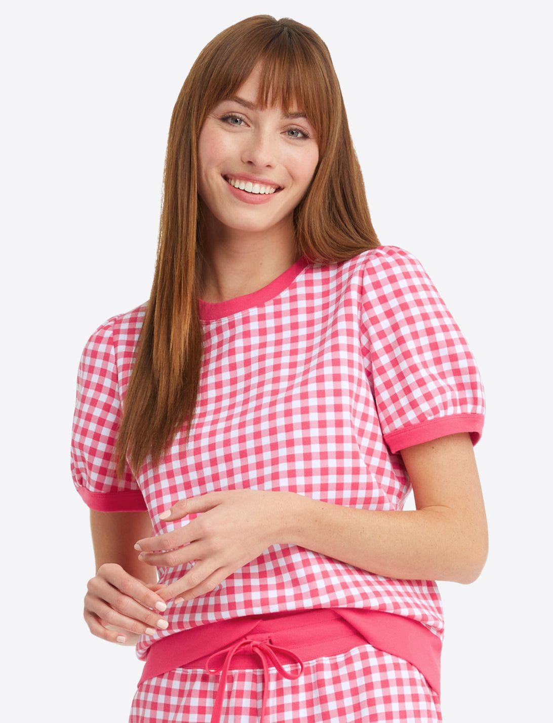 Natalie Short Sleeve Sweatshirt in Gingham sold by Draper James
