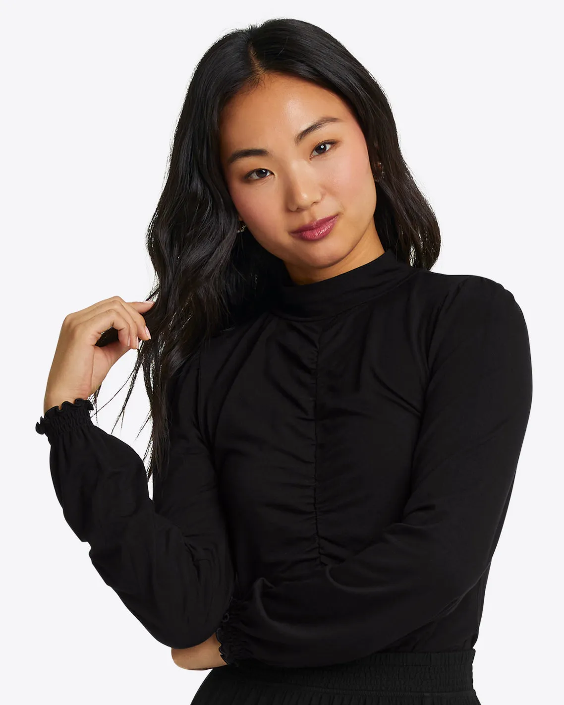 Knit Turtleneck in Black sold by Draper James