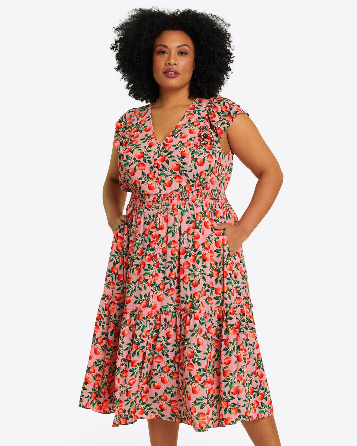 Marie Midi Dress in Apple Blossom Floral sold by Draper James