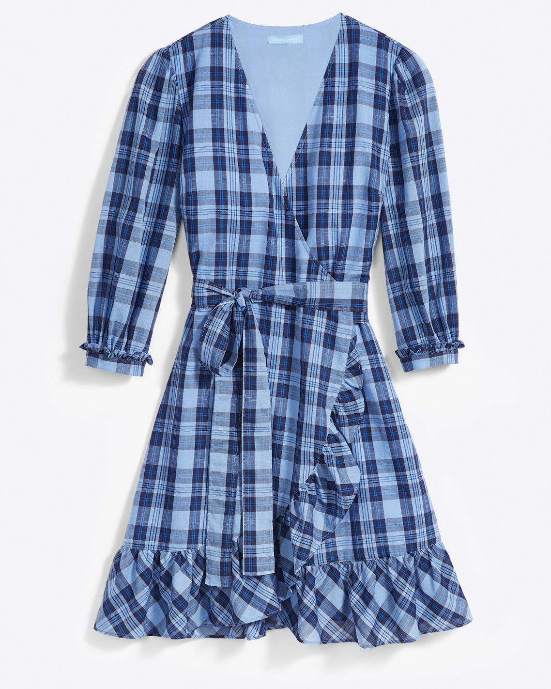 Reba Wrap Dress in Midnight Plaid sold by Draper James product image thumbnail 2