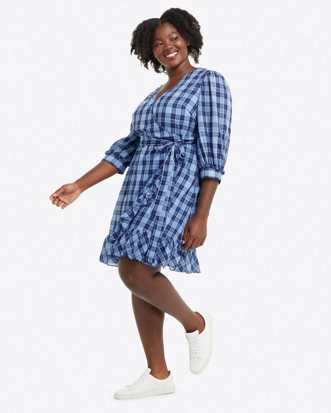 Reba Wrap Dress in Midnight Plaid sold by Draper James product image thumbnail 4