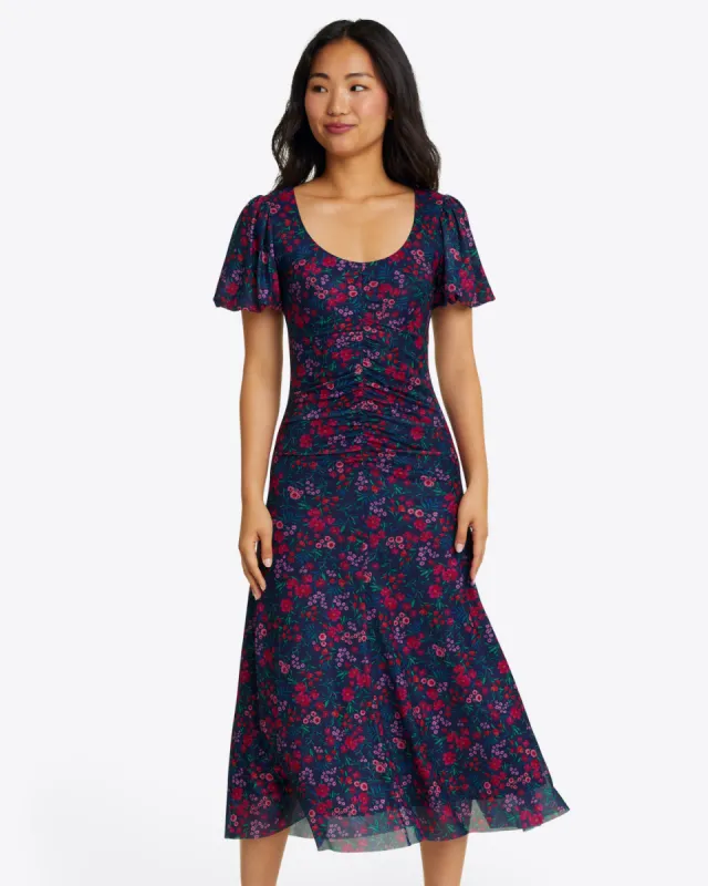 Mindy Midi Dress in Twilight Floral sold by Draper James