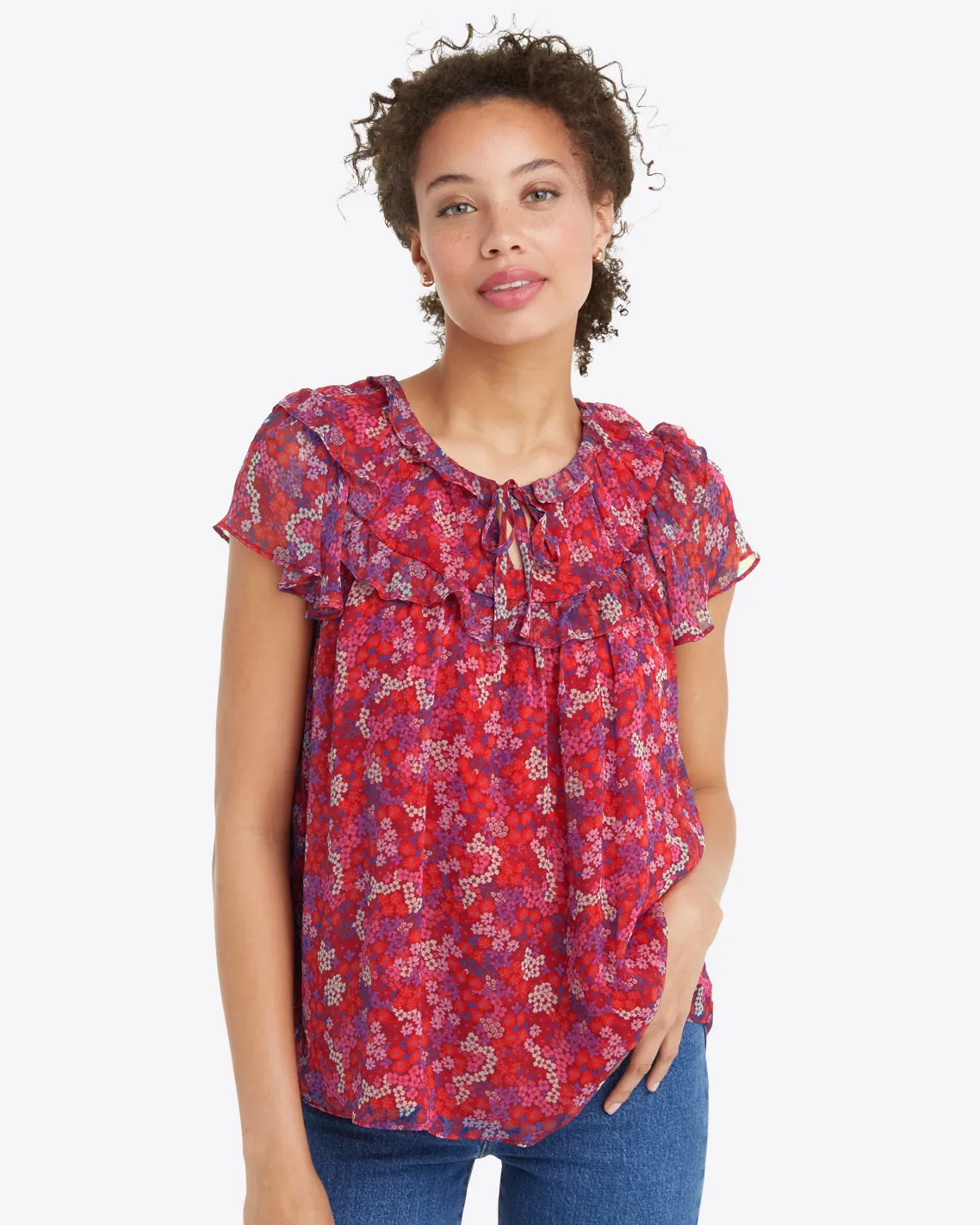 Maybelle Top in Garden Mum sold by Draper James