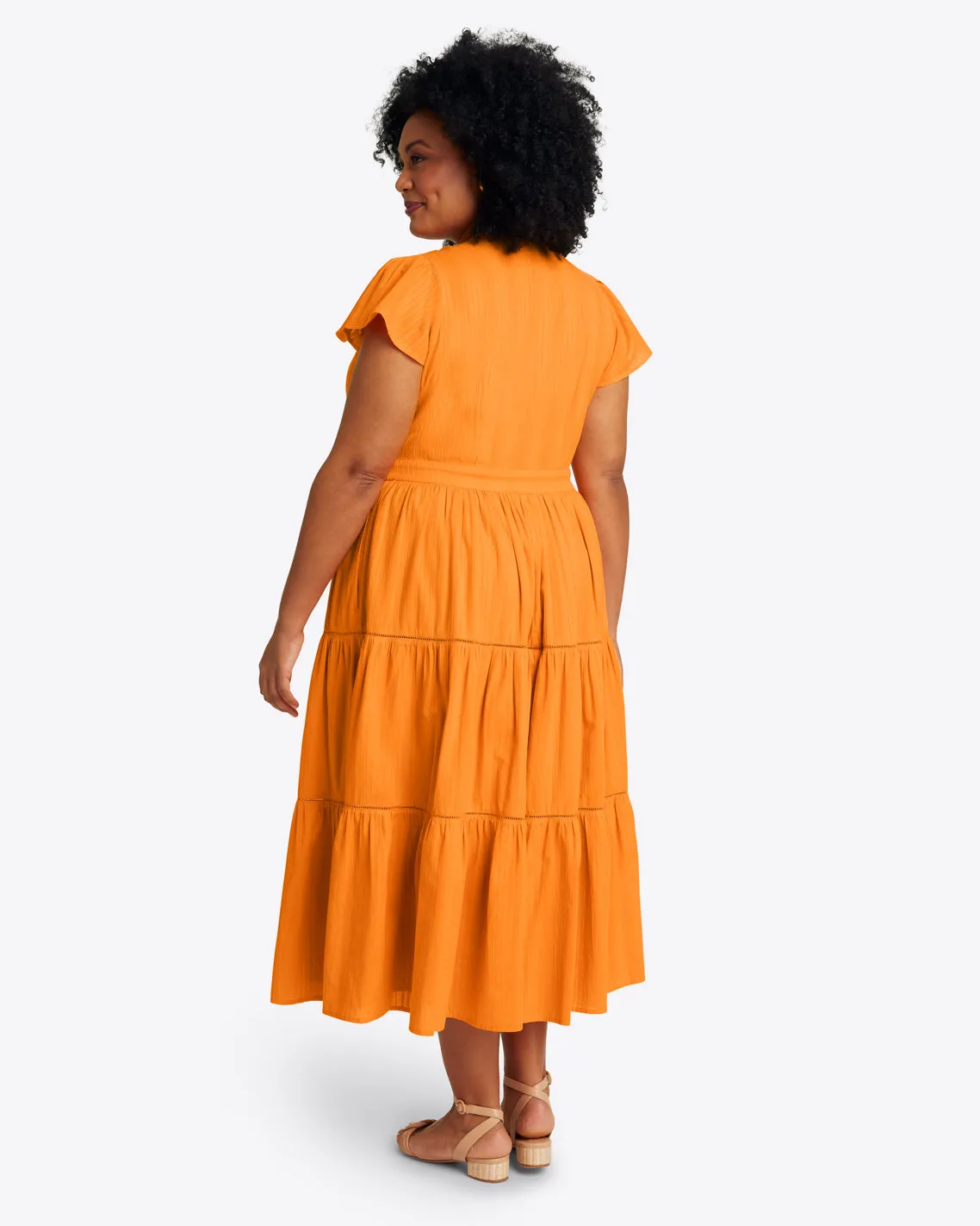 Lainey Midi Dress in Marigold Dobby Stripe sold by Draper James product image thumbnail 5
