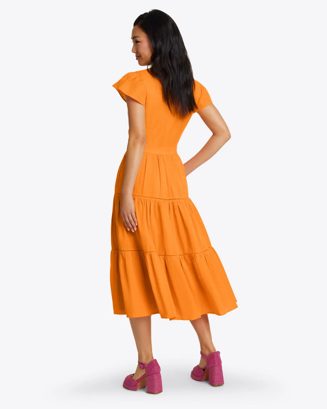 Lainey Midi Dress in Marigold Dobby Stripe sold by Draper James product image thumbnail 2