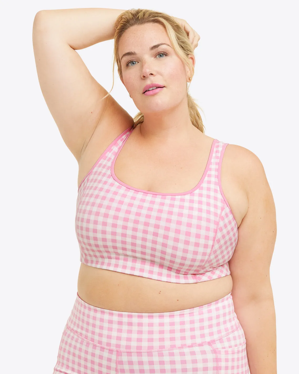 Sports Bra in Pink Gingham sold by Draper James
