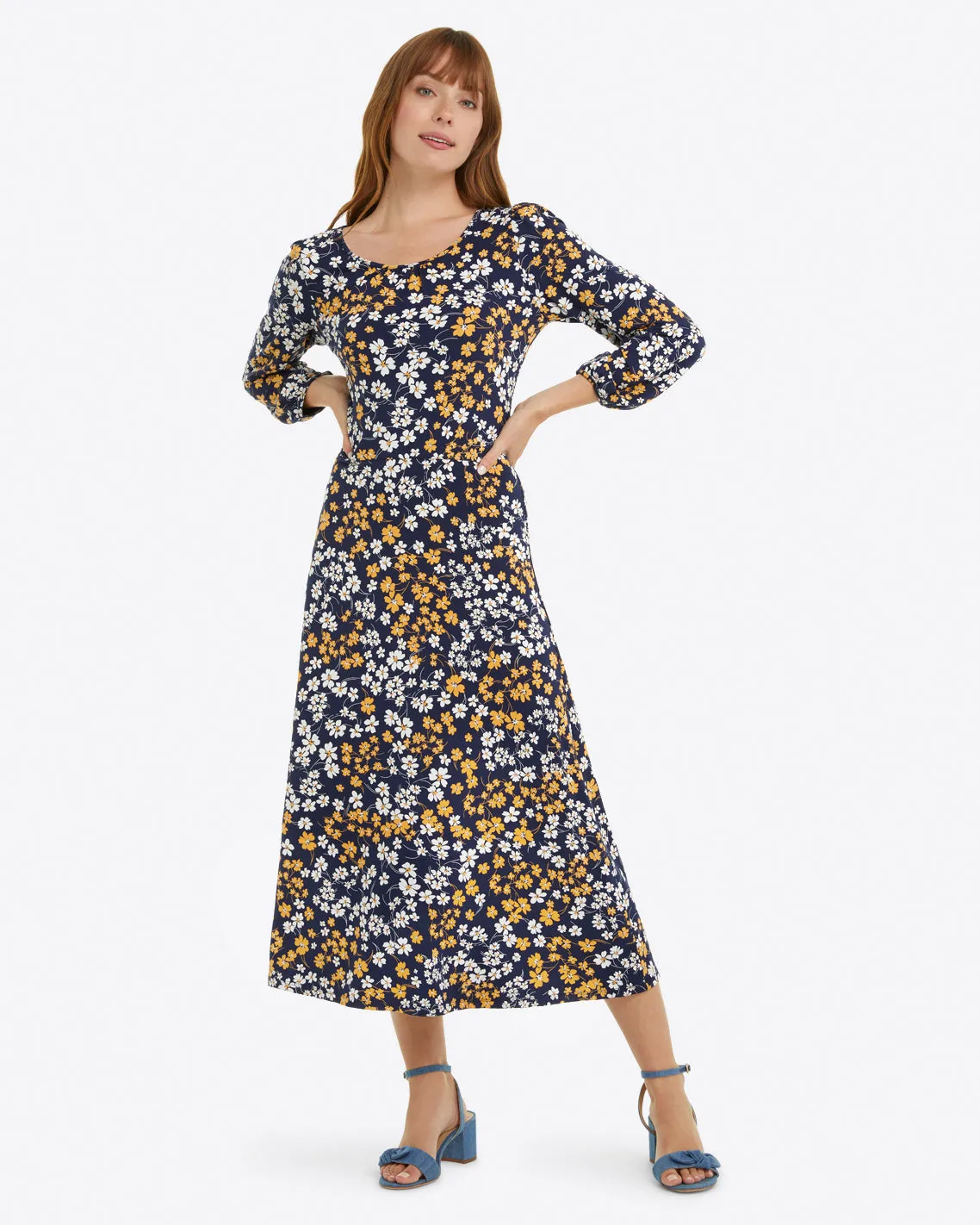 Fit & Flare Dress in Fall Field Flowers sold by Draper James product image thumbnail 4