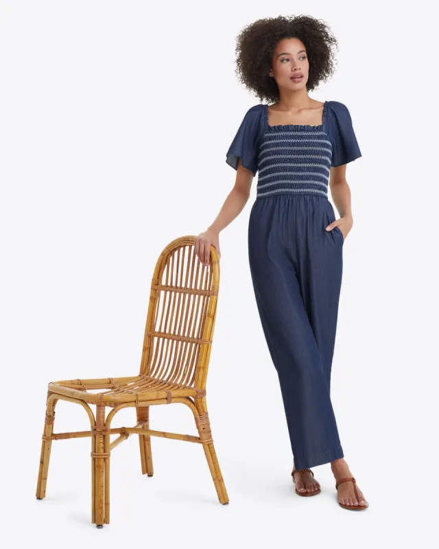 Smocked Chambray Jumpsuit sold by Draper James