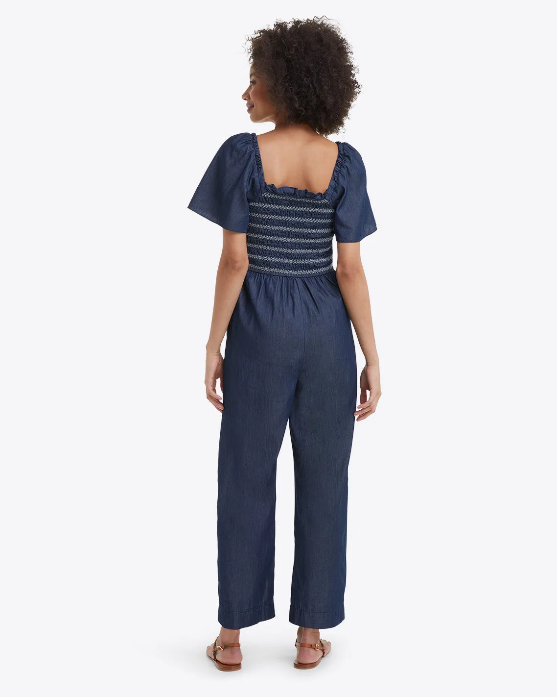 Smocked Chambray Jumpsuit sold by Draper James product image thumbnail 3