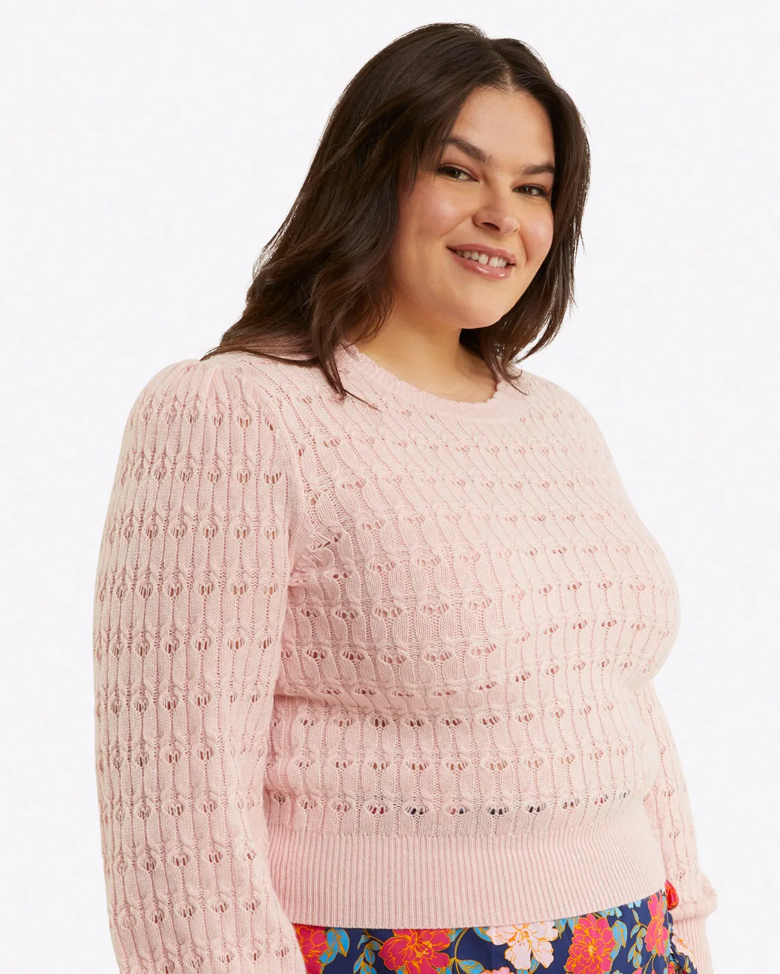Puff Sleeve Sweater in Pointelle sold by Draper James product image thumbnail 4