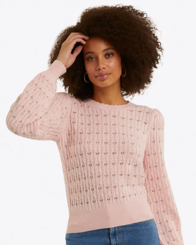 Puff Sleeve Sweater in Pointelle sold by Draper James
