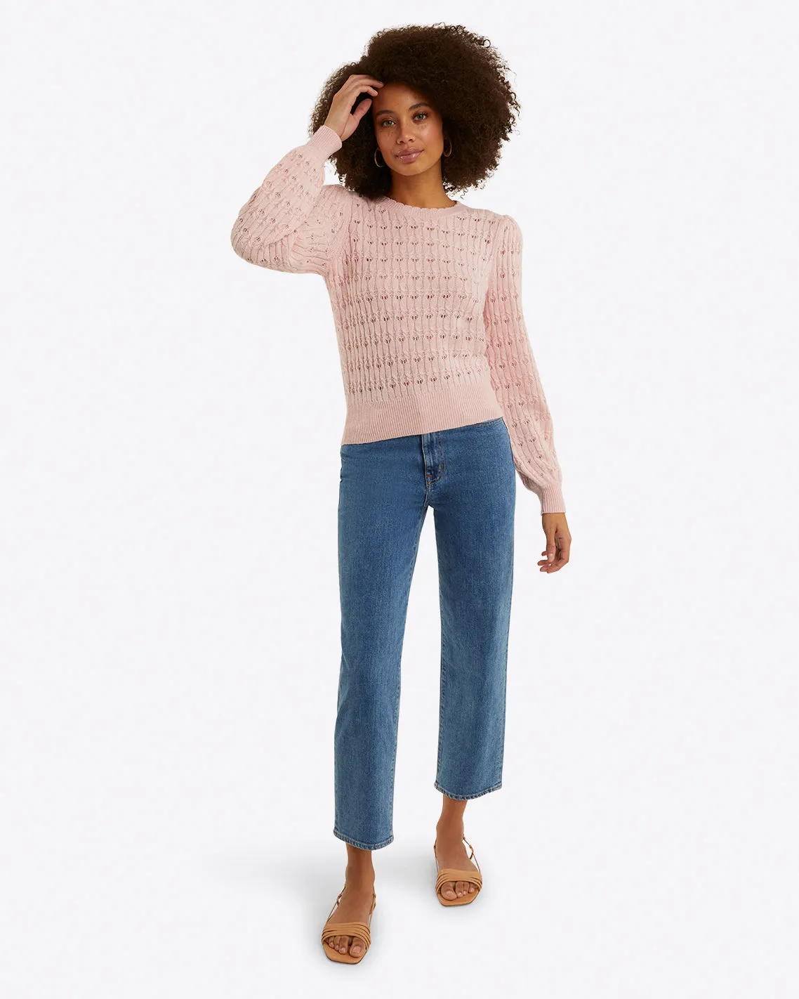 Puff Sleeve Sweater in Pointelle sold by Draper James product image thumbnail 2