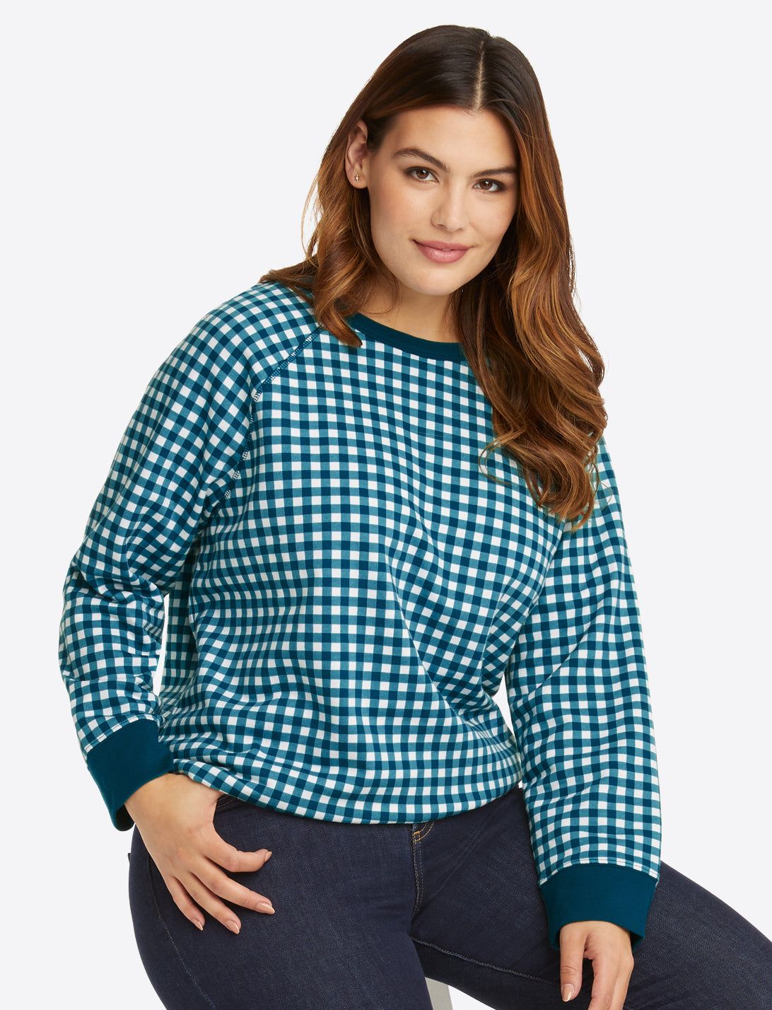 Natalie Sweatshirt in Gingham sold by Draper James