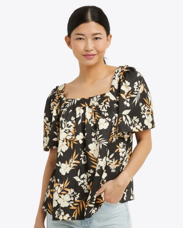 Maren Top in Midnight Magnolia sold by Draper James