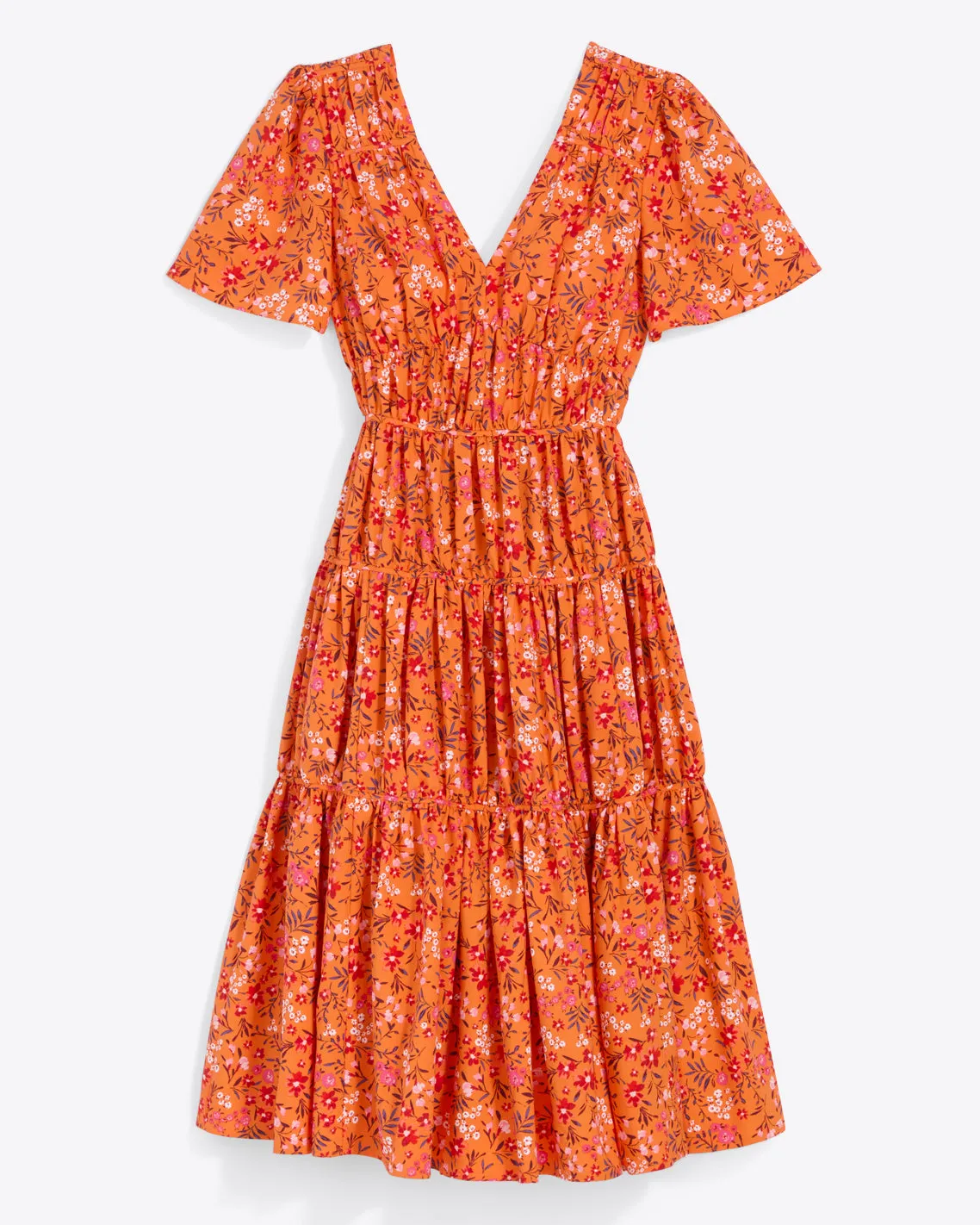 Margo Flutter Sleeve Dress in Apricot Pansy Floral sold by Draper James product image thumbnail 2
